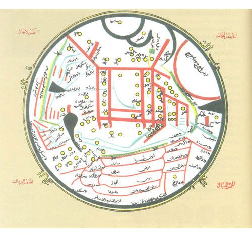 Древняя карта из книги Махмуда Кашгари Диван лугат ат-турк