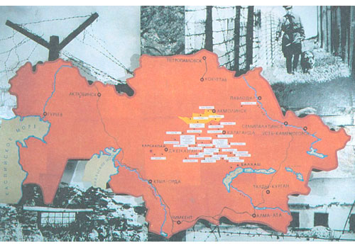 Карта расположения лагерей ГУЛАГА в Казахстане
